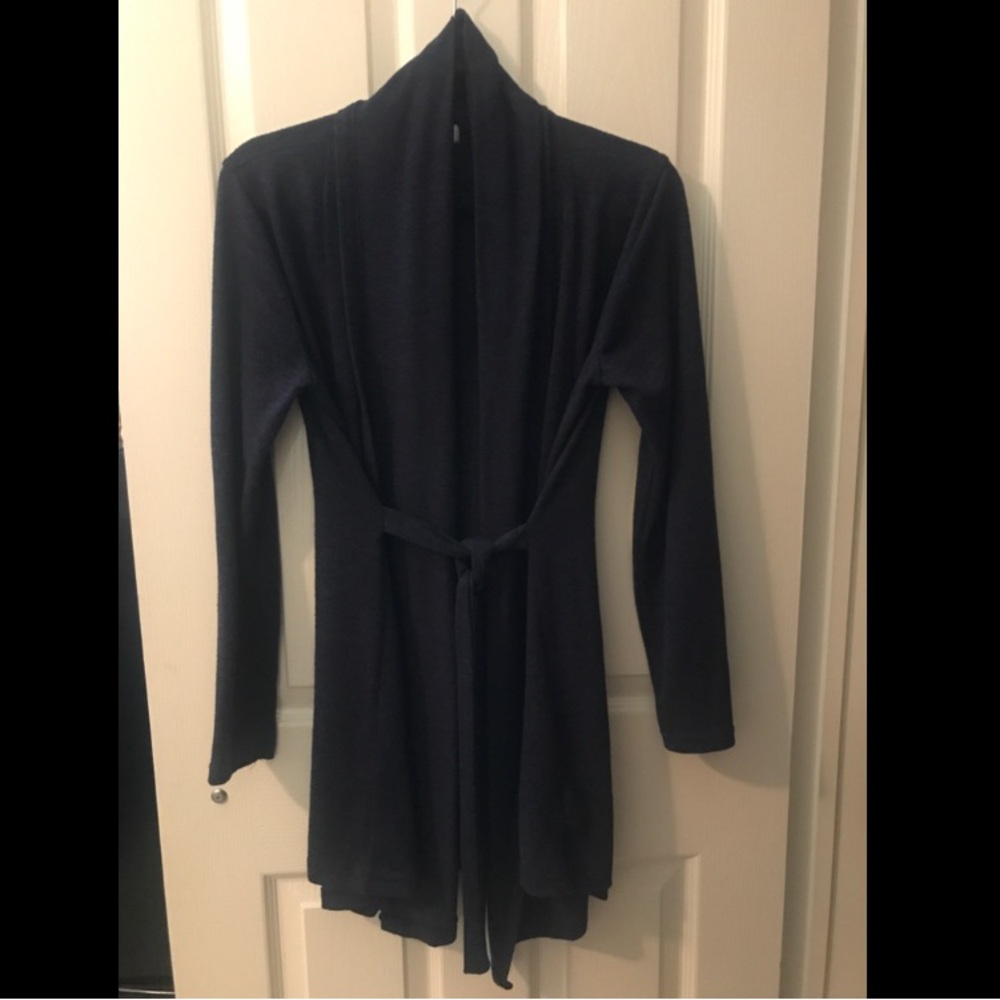 Majora Navy Waterfall Wrap Cardigan with Tie